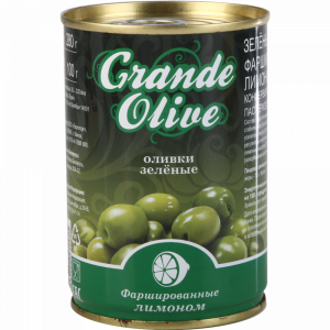 Оливки зел."GRANDE OLIVE"(лимон) 280г