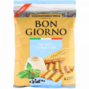 Чипсы"BON GIORNO"(сыр рикотта/перец)70г