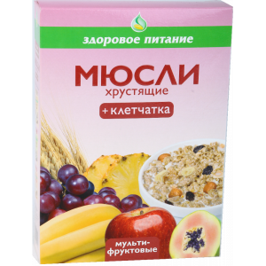 Мюсли "ХРУСТЯЩИЕ+КЛЕТЧАТКА" (м/фрук)250г