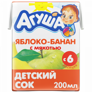 Сок "АГУША" (яблоко-банан) 0.2 л