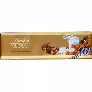 Шок"LINDT"молочный(изюм-цельн.фунд)