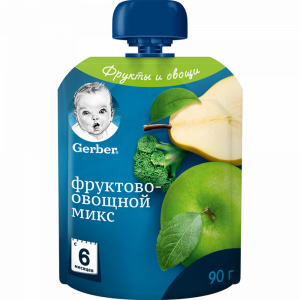 Пюре "ГЕРБЕР"(фрукт-овощ.микс) 90г
