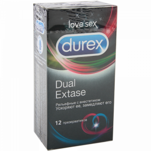Презер.Durex№12 Dual Extase Рел.с анест.