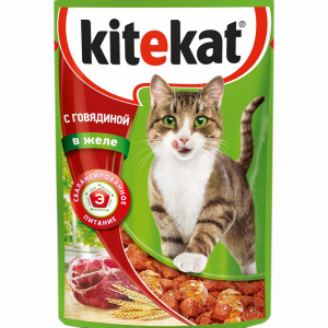 Корм для котов "KITEKAT" (гов./желе) 85г