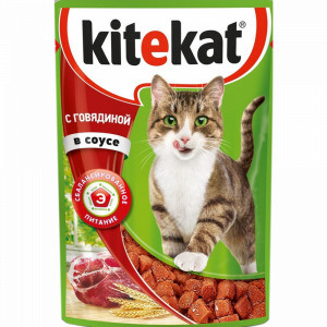 Корм для котов "KITEKAT" (гов./соус) 85г