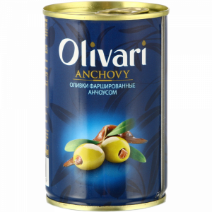 Оливки "OLIVARI"фарш.анчоусом 300г