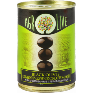 Оливки черные с косточкой"AGROLIVE" 280г