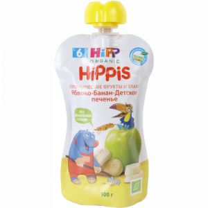 Пюре "HIPPIS" (яблоко/банан/печенье)100г