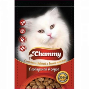 Корм "CHAMMY"(конс/кошек соус говяд) 85г