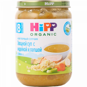 ДП"HiPP"(овощн.крем-суп с инд./лапш)190г