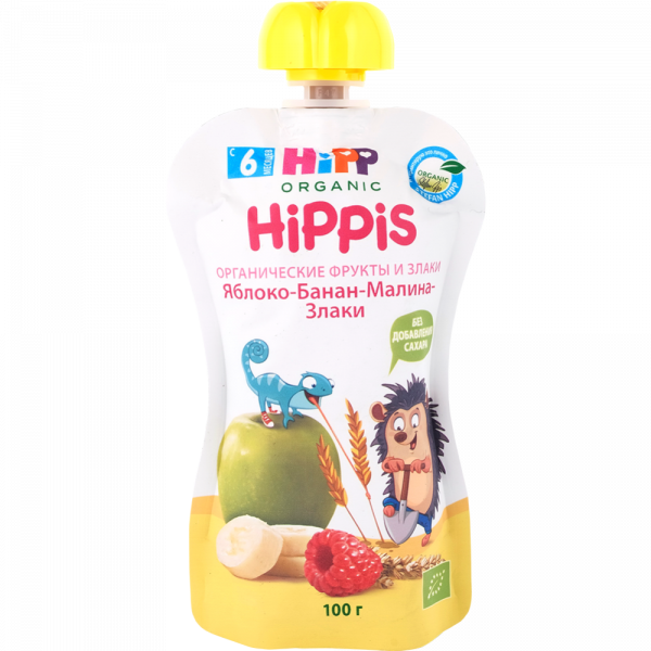 ДП"HiPP"(ябл/банан малина злаки) 100г
