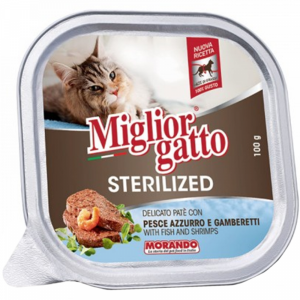 Корм"MIGLIOR GATTO STERIL"(рыб/крев)100г