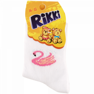 Носки дет."RIKKI"(белые с роз.леб)р16-18