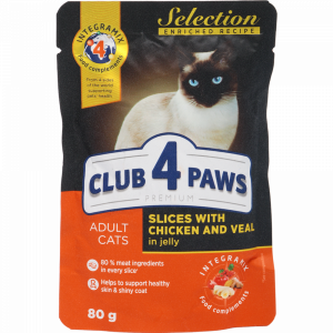 Конс.корм д/к"CLUB 4 PAWS"(кур+тел.)80г