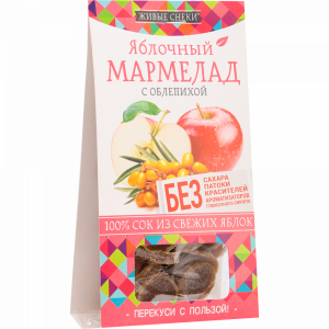 Мармелад ябл."ЖИВЫЕ СНЕКИ"(с облеп.) 90г