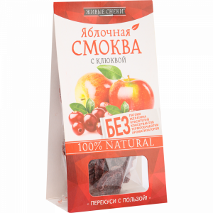 Смоква ябл."ЖИВЫЕ СНЕКИ"(с клюквой) 60г