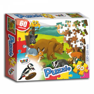 Пазл "ЛЕСНЫЕ ЖИВОТНЫЕ" 60 элементов.